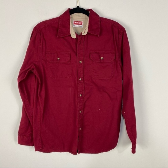 Wrangler Red Mens Button Down Work Shirt - Picture 1 of 4
